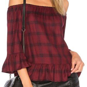 BB Dakota by Steve Madden Laurian Top NWT bordeaux xs frilly blouse😎❤️‍🔥